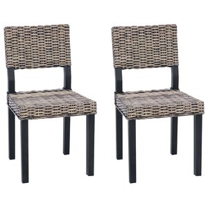 vidaXL Eetkamerstoel 2 st Kubu Rattan Zwart gewassen 46 x 55 x 84 cm