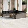 vidaXL 12-delige Loungeset met kussens poly rattan grijs