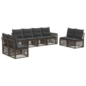 vidaXL Tuinbankenset 8 st Grijs en Donkergrijs poly rattan