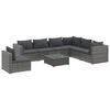 vidaXL 8-delige Loungeset met kussens poly rattan grijs
