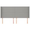 vidaXL Hoofdbord met randen 183x16x118/128 cm stof lichtgrijs