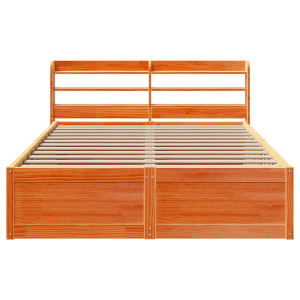 vidaXL Bedframe met hoofdbord grenenhout wasbruin 140x200 cm