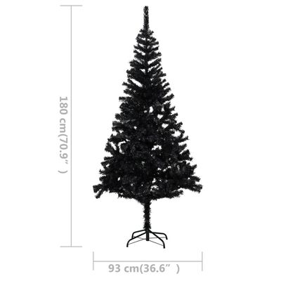 vidaXL Kunstkerstboom met verlichting en standaard 180 cm PVC zwart
