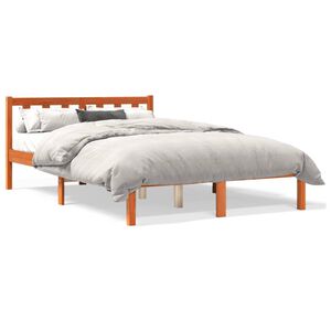 vidaXL Bedframe zonder matras massief grenenhout wasbruin 135x190 cm