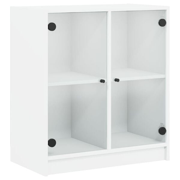 vidaXL Bijzetkast met glazen deuren 68x37x75,5 cm wit