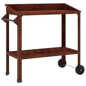 vidaXL Pottafel met Wielen Roestkleurig 96 x 50 x 89 cm weervast staal
