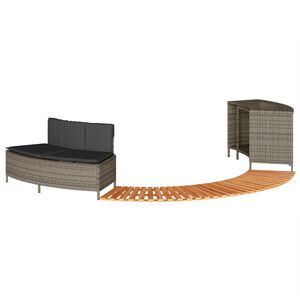 vidaXL Hottub-ombouw poly rattan massief acaciahout grijs