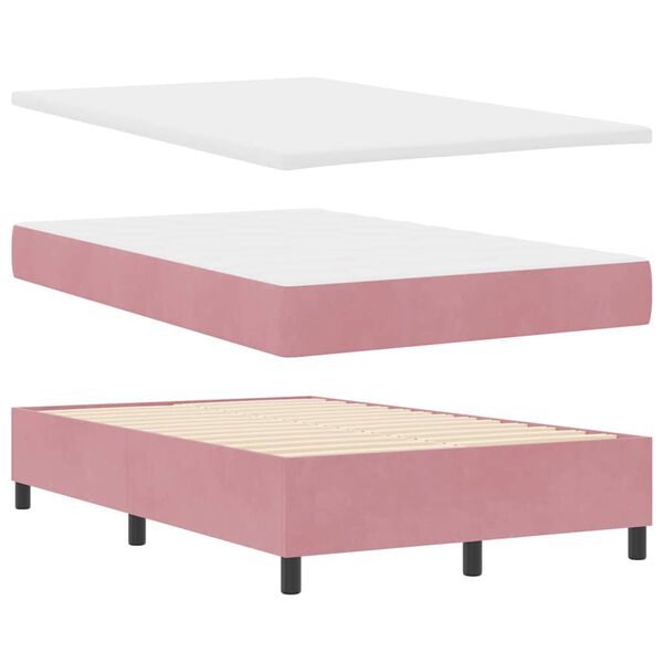vidaXL Boxspring bed met matras Roze 120 x 190 cm Fluweel