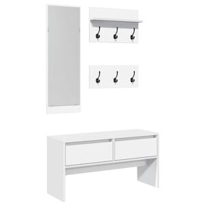 vidaXL 4-delige Garderobe set bewerkt hout wit