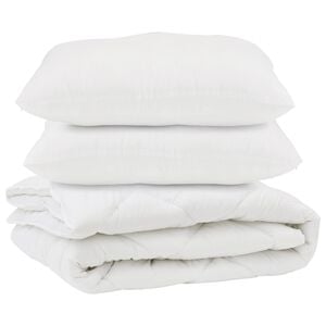 vidaXL Dekbed met kussen 3 pcs Wit Microvezel