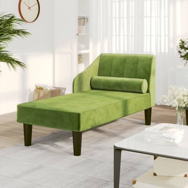 vidaXL Chaise longue met bolster fluweel lichtgroen