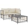 vidaXL 3-delige Loungeset met kussens poly rattan antracietkleurig