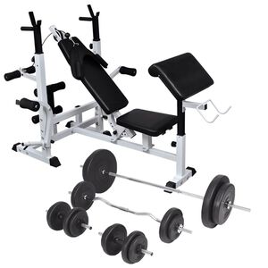 vidaXL Gewichtenbank met gewichtenrek en halterset 90 kg