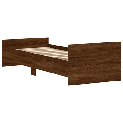 vidaXL Bedframe bewerkt hout bruineikenkleurig 75x190 cm