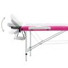 vidaXL Massagetafel inklapbaar 3 zones aluminium wit en roze