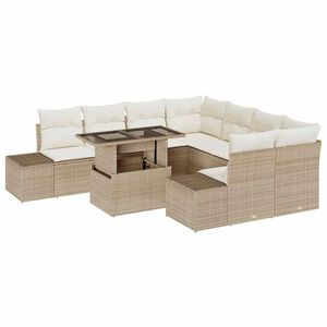 vidaXL Tuin Sofa Set met kussen 9 pcs Beige en Cr&egrave;me poly rattan