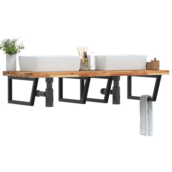 vidaXL Badkamer wandschap staal en massief acaciahout