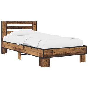 vidaXL Bedframe met Hoofdeinde Oud hout 80 x 200 cm Bewerkt hout