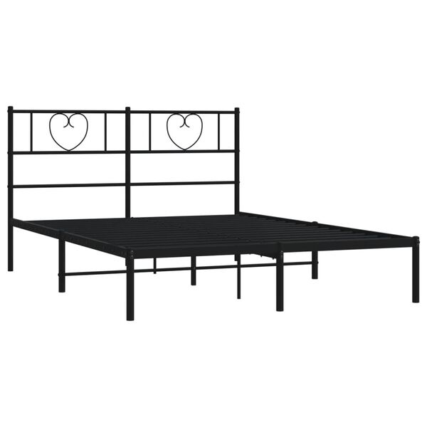 vidaXL Bedframe met hoofdbord metaal zwart 140x190 cm