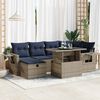 vidaXL 7-delige Loungeset met kussens poly rattan acacia grijs