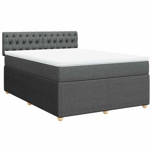 vidaXL Boxspring met matras stof donkergrijs 140x200 cm
