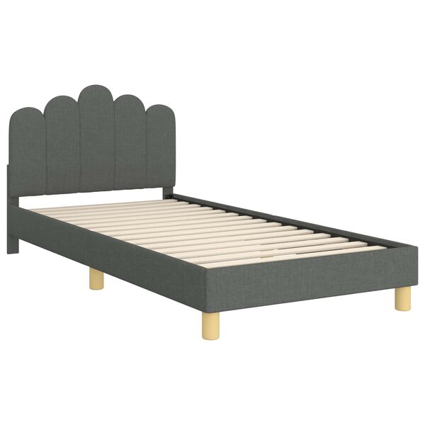 vidaXL Peuterbedframe met hoofdbord Donkergrijs 80 x 200 cm Stof