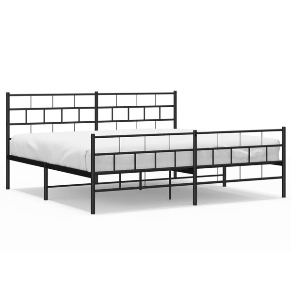 vidaXL Bedframe met hoofd- en voeteneinde metaal zwart 200x200 cm