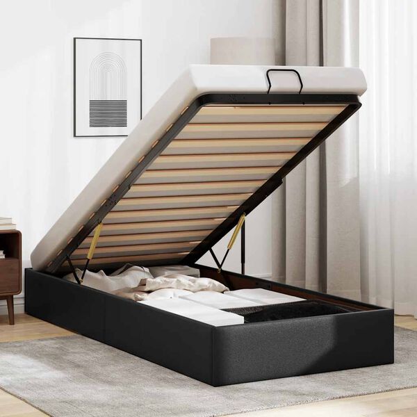 vidaXL Bedframe zonder matras 100x200 cm kunstleer zwart