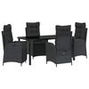 vidaXL Tuin eettafelset 5 st Zwart poly rattan