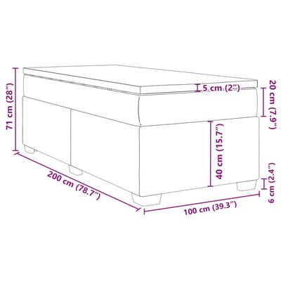 vidaXL Boxspring met matras stof donkerbruin 100x200 cm