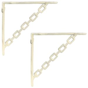 vidaXL Wandplank Beugels 2 st Antiek wit 10,5 x 10,5 x 3 cm Staal