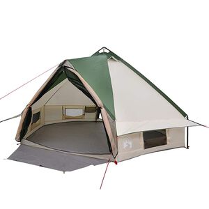 vidaXL Teepee Tent voor 6 Personen 6-persoons Groen en Wit