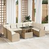 vidaXL Tuin Sofa Set met kussen met opslag 10 pcs Beige Poly riet