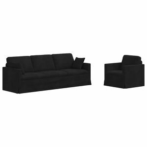 vidaXL Bankstel 2 pcs Zwart 228 x 78 x 80 cm Fluweel
