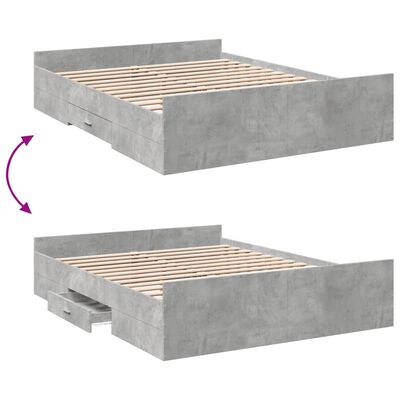vidaXL Bedframe met lades bewerkt hout betongrijs 160x200 cm