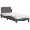 vidaXL Bed met matras Zadar kunstleer grijs 90x200 cm