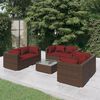 vidaXL 7-delige Loungeset met kussens poly rattan bruin