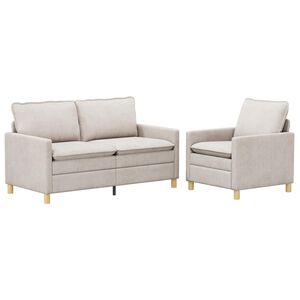vidaXL Bankstel 2 pcs Cr&egrave;mekleurig Polyester