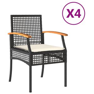 vidaXL Tuinstoelen 4 st met kussens poly rattan en acaciahout zwart