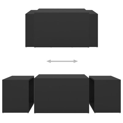vidaXL 3-delige Salontafelset 60x60x30 cm zwart