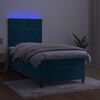 vidaXL Boxspring met matras en LED fluweel donkerblauw 100x200 cm