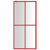 vidaXL Inloopdouchewand transparant 80x195 cm ESG-glas rood
