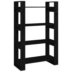 vidaXL Boekenkast/kamerscherm 80x35x125 cm massief grenenhout zwart