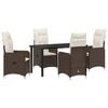 vidaXL Tuin eettafelset 5 pcs Bruin poly rattan