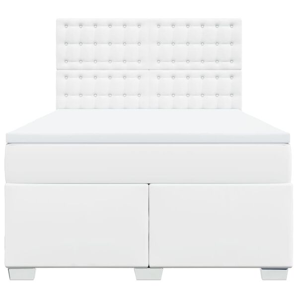 vidaXL Boxspring met matras kunstleer wit 160x200 cm