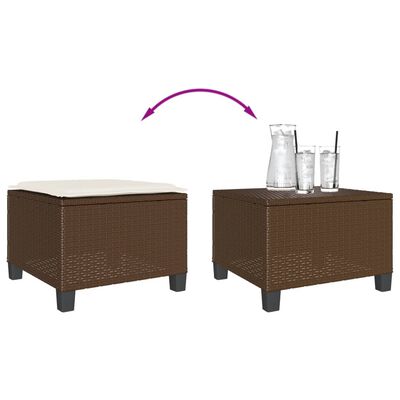 vidaXL 3-delige Bistroset met kussens poly rattan bruin