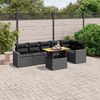 vidaXL 7-delige Loungeset met kussens poly rattan zwart