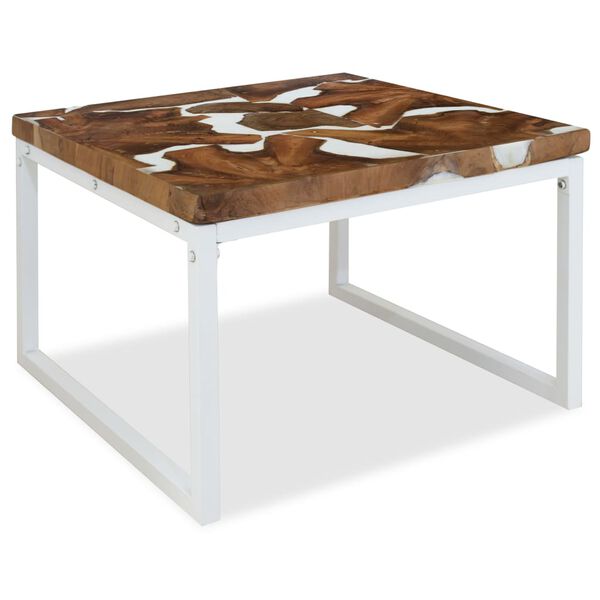 vidaXL Salontafel 60x60x40 cm teakhout en hars