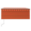 vidaXL Luifel met rolgordijn, LED en windsensor 3x2,5 m oranje bruin
