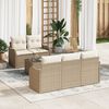 vidaXL Tuin Sofa Set 6 pcs Beige en Cr&egrave;me Poly rattan, staal en glas